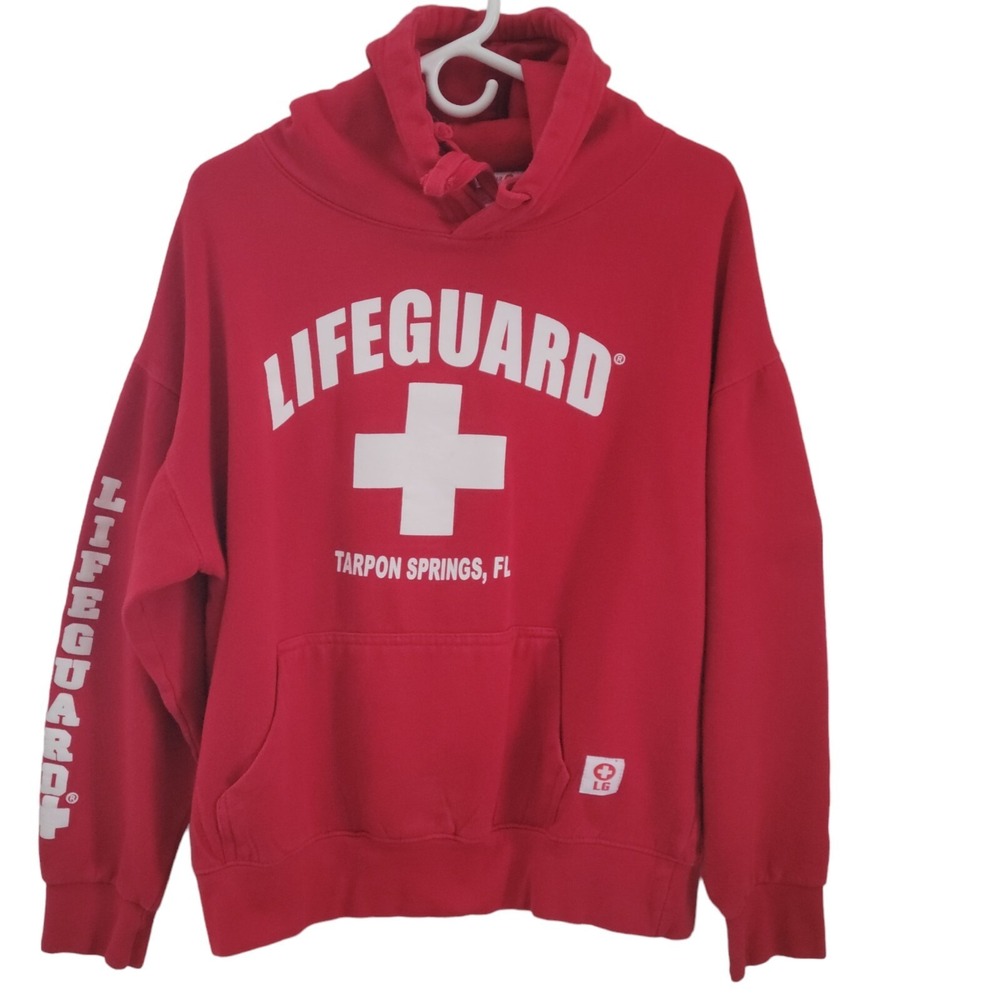 Lifeguard Hoodie Red Tarpon Springs FL Popularity Products Mens Large Unisex